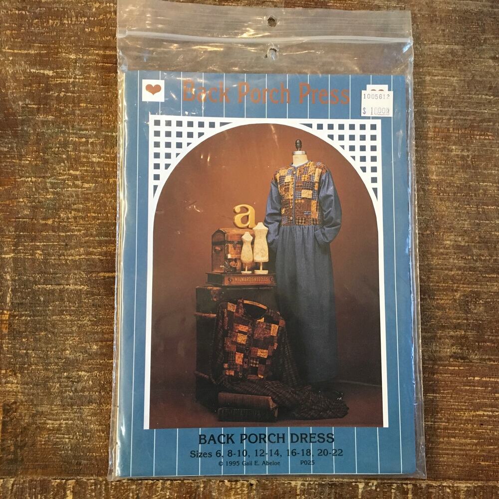 Back Porch Designs Sewing Pattern Patchwork Dress Wearable Art 6-22 UNCUT